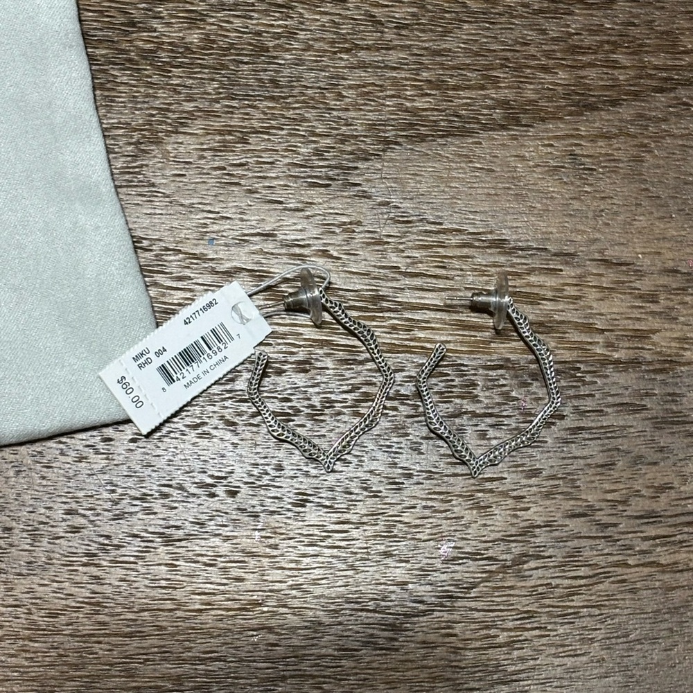 Kendra Scott Silver Textured Hoop Earrings